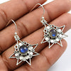 Gift For Woman Drop Dangle Bohemian Earrings 925 Silver Natural Labradorite O7