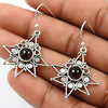 Natural Garnet Gemstone Drop Dangle Bohemian Red Earrings 925 Sterling Silver D8