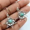 Natural Turquoise Gemstone Drop Dangle Vintage Earrings 925 Silver For Girls E8