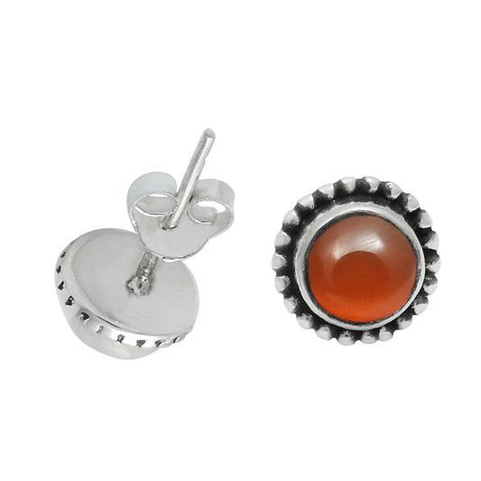 Gift For Her 925 Sterling Silver Jewelry Carnelian Gemstone Stud Earrings U3