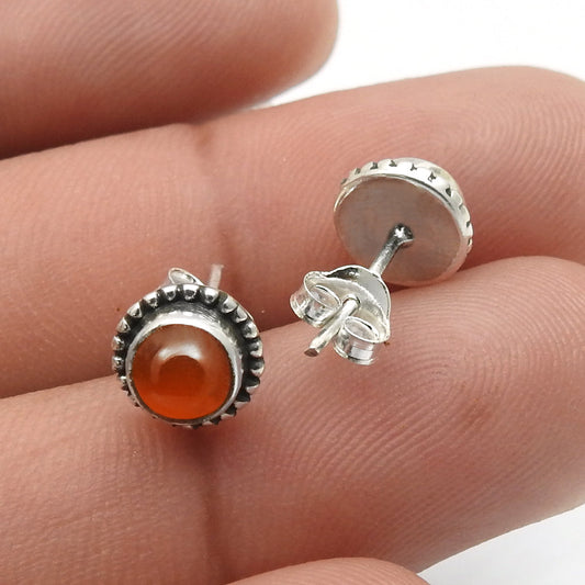 Gift For Her 925 Sterling Silver Jewelry Carnelian Gemstone Stud Earrings U3