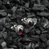 Gift For Her Stud Earrings Natural Garnet Stone 925 Sterling Silver Jewelry J8