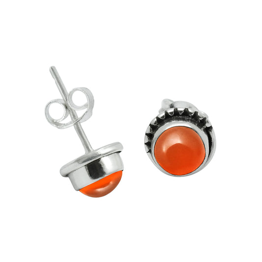 Gift For Her Natural Carnelian Stone Stud Earrings 925 Sterling Silver Jewelry