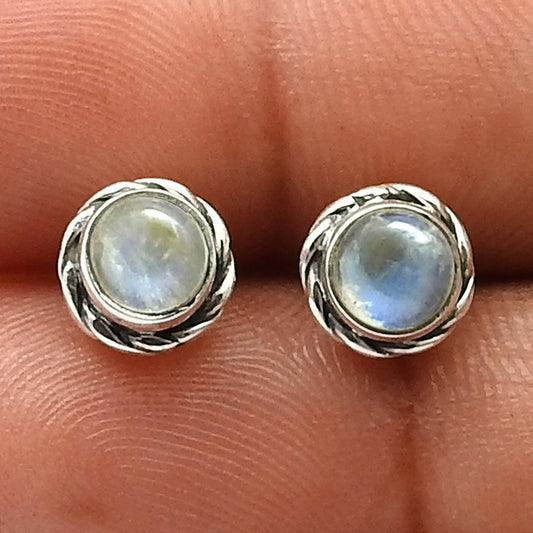 Gift Stud Earrings 925 Sterling Silver Natural Labradorite Gemstone C5