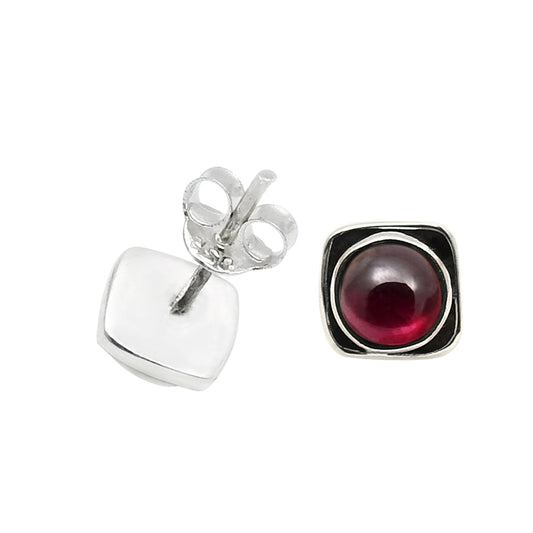 Gift For Her Garnet Gemstone Stud Earrings 925 Sterling Silver Jewelry M30