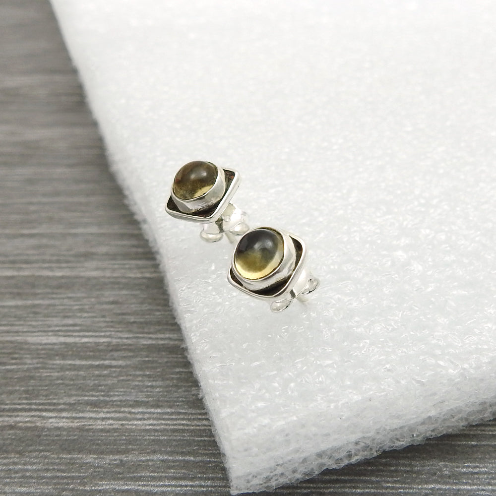 Gift For Her Natural Citrine Gemstone Stud Earring 925 Sterling Silver Jewelry