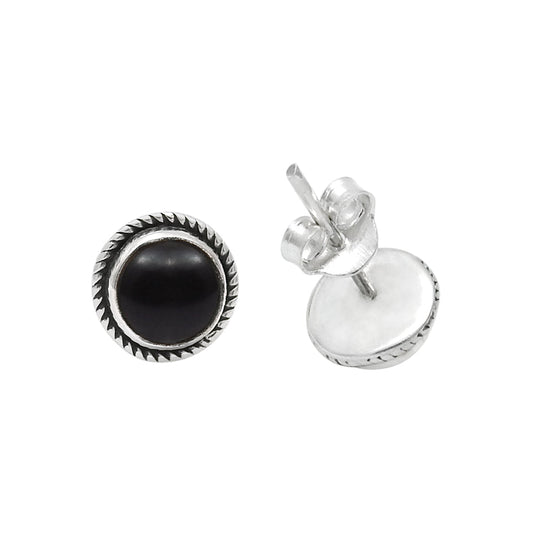 Gift For Her 925 Sterling Silver Natural Black Onyx Stud Earrings Jewelry D62