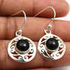 Woman Gift Natural Black Onyx Drop Dangle Boho Earrings 925 Sterling Silver N9