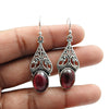 Woman Gift 925 Silver Natural Garnet Drop Dangle Bohemian Earrings A17