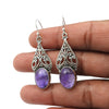 Gift For Woman Drop Dangle Ethnic Earrings 925 Silver Natural Amethyst F17