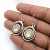 Rainbow Moonstone Gemstone Daughter Dangle Drop Earrings Solid Sterling Silver