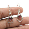 Woman Gift 925 Sterling Silver Natural Garnet Gemstone Dangle Earrings S2