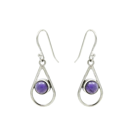 Natural Amethyst Gemstone 925 Sterling Silver Drop Dangle Earrings For Women W11