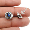 Oval Labradorite Stone 925 Silver Bezel Stud Sister Wedding Earrings Jewelry