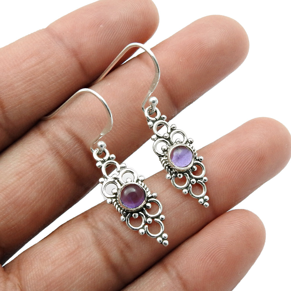 Woman Gift Amethyst Gemstone Earrings 925 Sterling Silver Jewelry Ab61