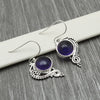 Natural Amethyst 925 Sterling Silver Ethnic Drop Wedding Crown Chakra Earrings