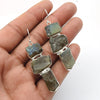 Rough Stone Natural Labradorite 925 Sterling Silver Earrings