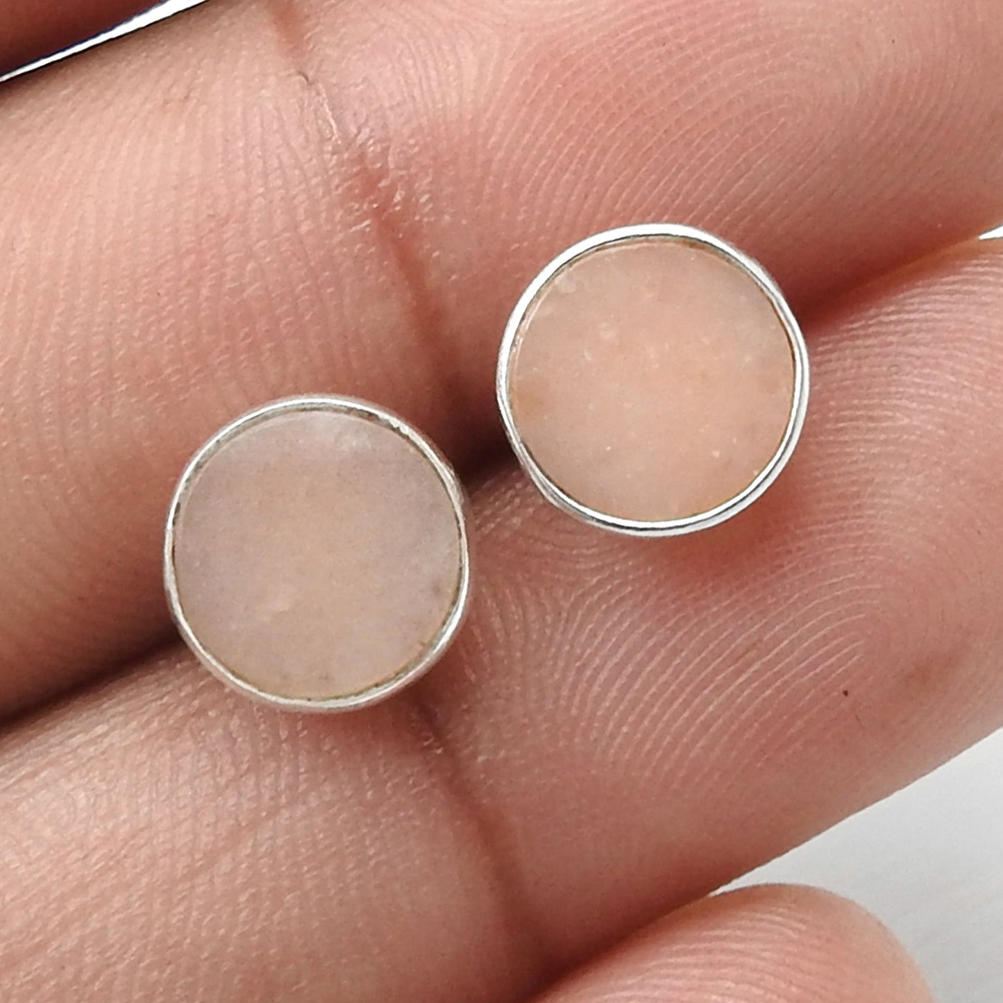 8mm Pink Opal Gemstone 925 Sterling Silver Stud Earrings Women Gift Jewelry