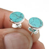 8mm Turquoise Gemstone 925 Sterling Silver Stud Earrings Gift Jewelry