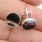 8mm Round Striped Onyx 925 Sterling Silver Stud Earrings Women Jewelry