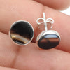 8mm Round Striped Onyx 925 Sterling Silver Stud Earrings Women Jewelry