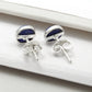 6mm Round Natural Lapis Lazuli 925 Solid Silver Bezel Stud Earrings