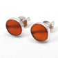 8mm Round Carnelian Gemstone 925 Sterling Silver Stud Earrings Jewelry