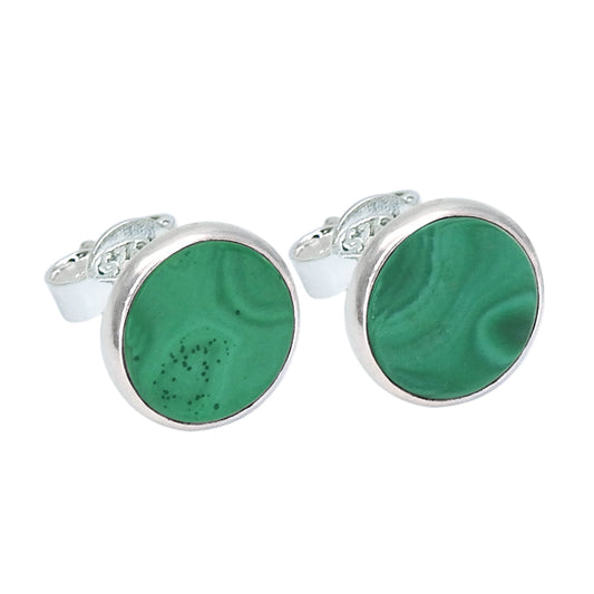 8mm Malachite 925 Sterling Silver Stud Earrings Women Jewelry