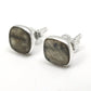 8mm Square Natural Labradorite 925 Sterling Silver Bezel Stud Earrings