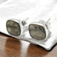 8mm Square Natural Labradorite 925 Sterling Silver Bezel Stud Earrings