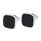 8mm Square Natural Black Onyx 925 Sterling Silver Bezel Stud Earrings