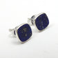 8mm Square Lapis Lazuli Gemstone 925 Silver Handmade Stud Earrings