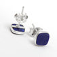 6mm Square Lapis Lazuli Gemstone 925 Sterling Silver Handmade Stud Earrings