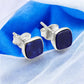 6mm Square Lapis Lazuli Gemstone 925 Sterling Silver Handmade Stud Earrings