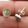 6mm Square Labradorite Gemstone 925 Sterling Silver Stud Earrings