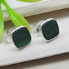 6mm Square Malachite Gemstone 925 Sterling Silver Handmade Stud Earrings