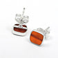 6mm Square Carnelian 925 Sterling Silver Bezel Stud Earrings