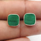 8mm Square Malachite Gemstone 925 Silver Stud Earrings Women Jewelry