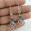 Woman Gift Natural Peridot Drop Dangle Ethnic Earrings 925 Silver T13