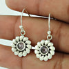 Round Amethyst Gemstone Sister Trendy Dangle Bezel Boho Earrings Sterling Silver