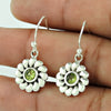 Sterling Silver Round Peridot Gemstone Wife Wedding Boho Dangle Elegant Earrings