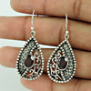 Woman Gift Natural Garnet Drop Dangle Boho Earrings 925 Silver V13