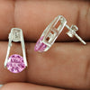 Woman Gift Cubic Zirconia Stud Vintage Earrings 925 Sterling Silver J9