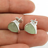 Natural Chalcedony Gemstone Stud Bohemian Earrings 925 Silver For Girls L37