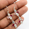 Natural Cubic Zirconia Gemstone Drop Dangle Boho Earrings 925 Silver R16