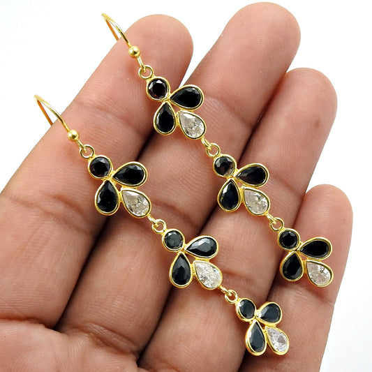 Natural Garnet Gemstone 925 Silver Wholesale Jewelry Gold Plated Earrings U4