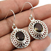 Gift For Woman Drop Dangle Boho Earrings 925 Silver Natural Smoky Quartz V17