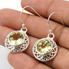 Natural Lemon Topaz Gemstone Artisan Earrings 925 Silver Gift For Her Jewelry