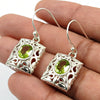 Gift For Woman Drop Dangle Tribal Earrings 925 Silver Natural Peridot D18