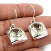 Natural Green Amethyst Gemstone 925 Silver Dangle Earrings Gift For Woman E16